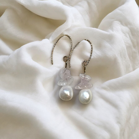 Rose Quartz Pearl Earrings