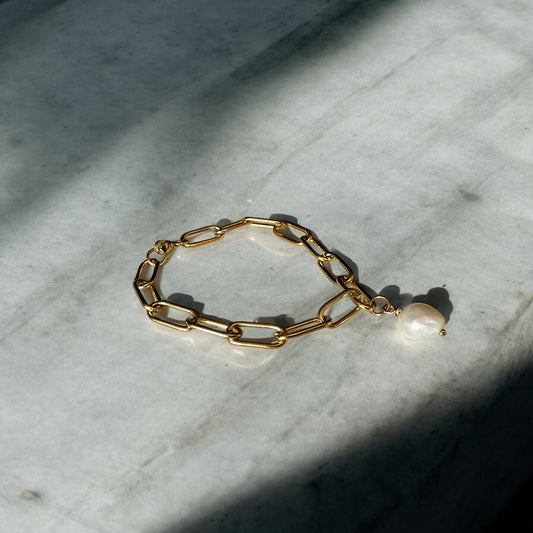 Paper Clip Pearl Bracelet